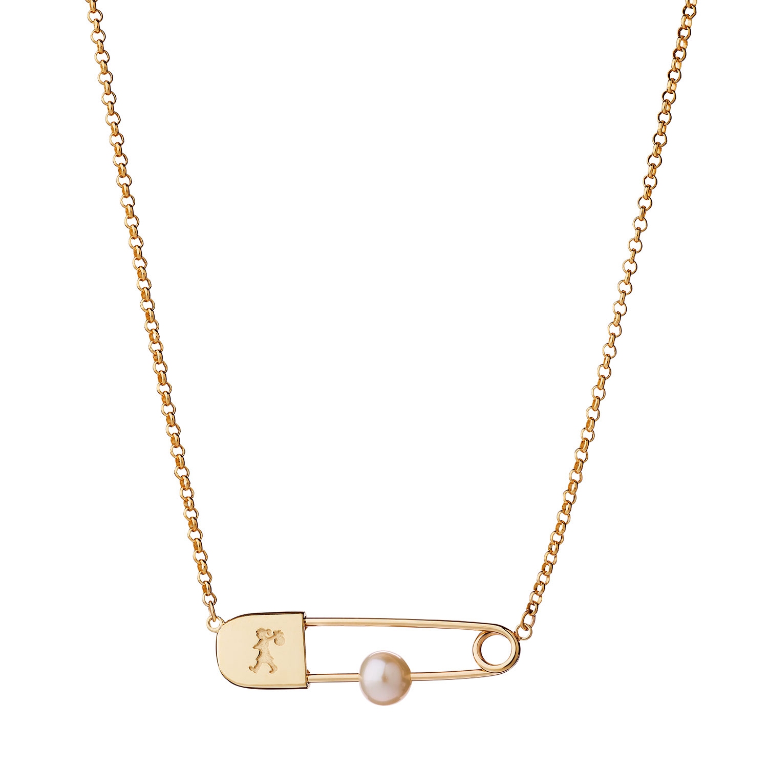 Karen Walker Jewellery Runaway Safety Pin & Pearl Necklace